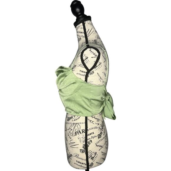 Out From Under (L) Satin Tie Back Crop Top Urban Outfitters Camisole Square Neck - Picture 2 of 8